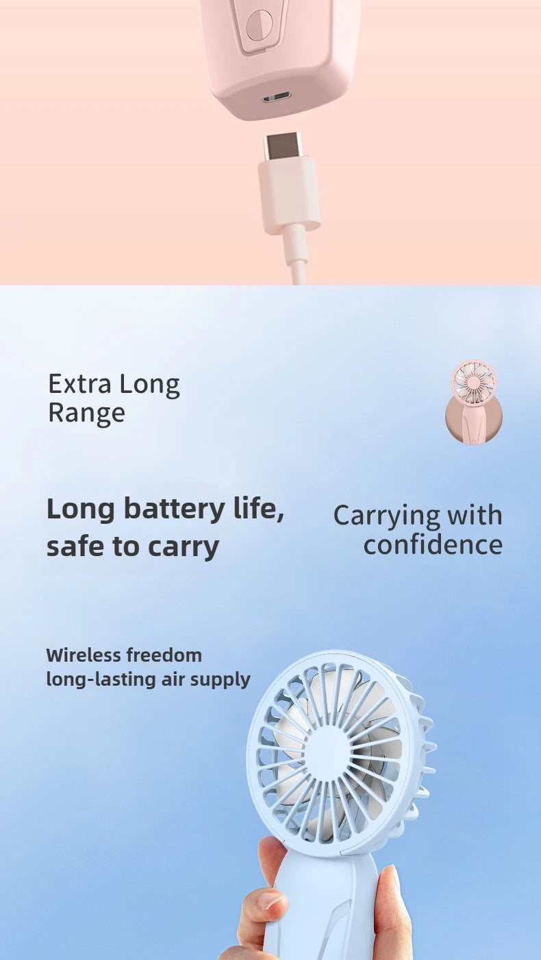 Handy Small Fan ABS Lightweight Cute Appearance USB Rechargeable Mini Fan for On Go Cooling Portable Mini Pocket Fan