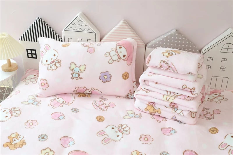 Ideal Nap Blanket & Sofa Cover Blanket Kawaii Japanese Style Flannel Soft Warm Sheet Leg Blanket Girls Gifts