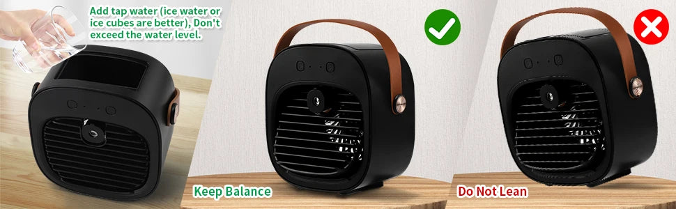Mini Portable Air Conditioners Rechargeable,   Personal Air Cooler with 3 Speeds, Small Desk Air Conditioner