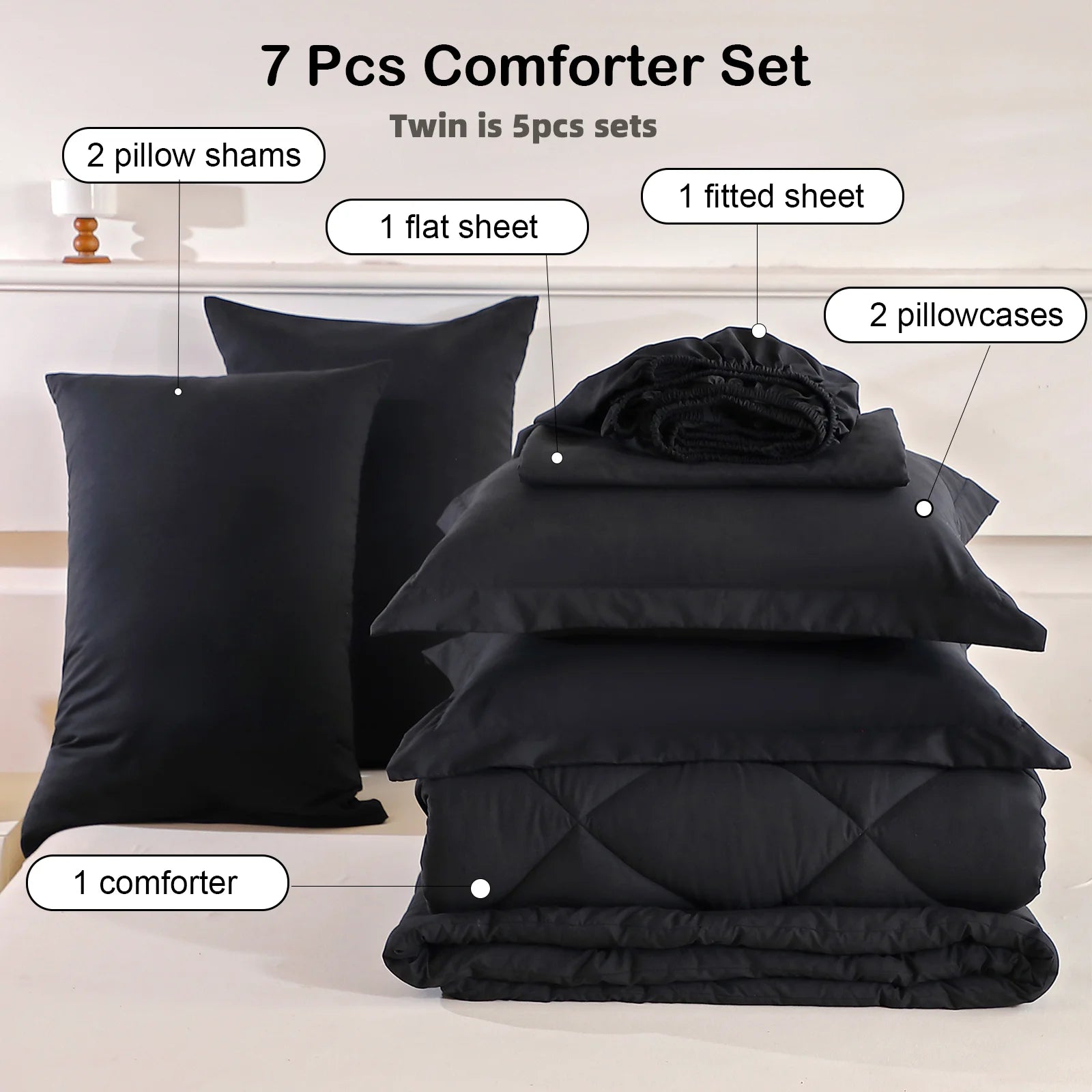 Twin Full Queen King 5pcs/7pcs Bedding Sets Home Decor Comforter Flat Sheet Fitted Sheet Pillowcases Sleeping Sets