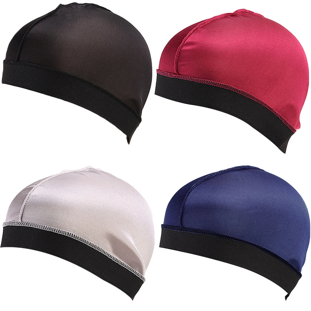Solid Wave Caps Men Pure Color Caps  Elastic Breathable Wave Caps Polyester Multicolor Durag Cap Men Outdoor Wave Caps