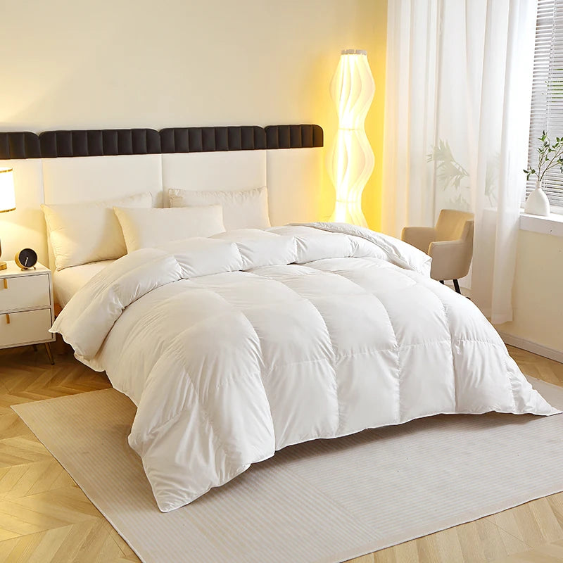 Comforter 1 Piece Duck Feather Quilted Comforter - 100% Duck Feather Full Queen King Twin Size Bedding for Allergy Sufferers