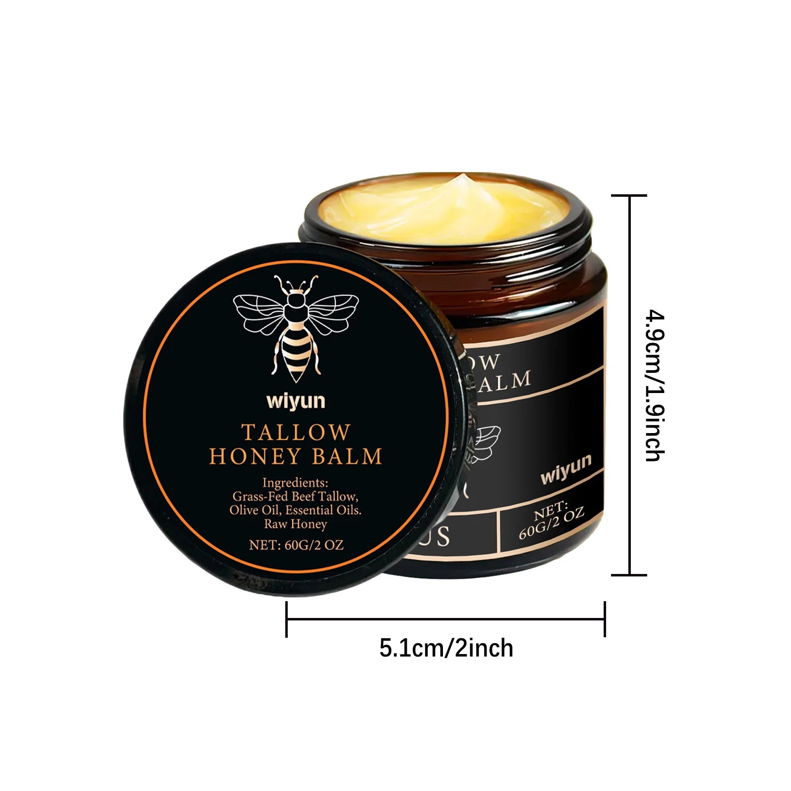 Pure Tallow Honey Balm Glowing Hydrating Skin Enhacne Elasticity Improve Dullness Fade Fine Lines Firming Face Body Moisturize Cream