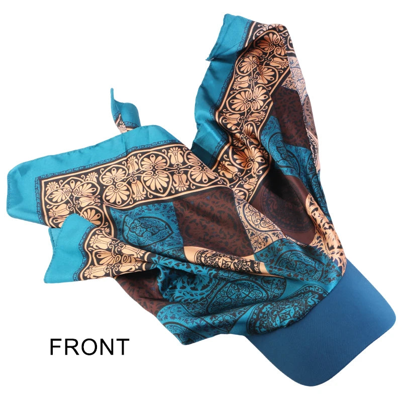 Women Fashion Printed Satin Headscarf Hat with Brim Sun Hats Summer Soft Breathable Headscarf Caps Baseball Cap