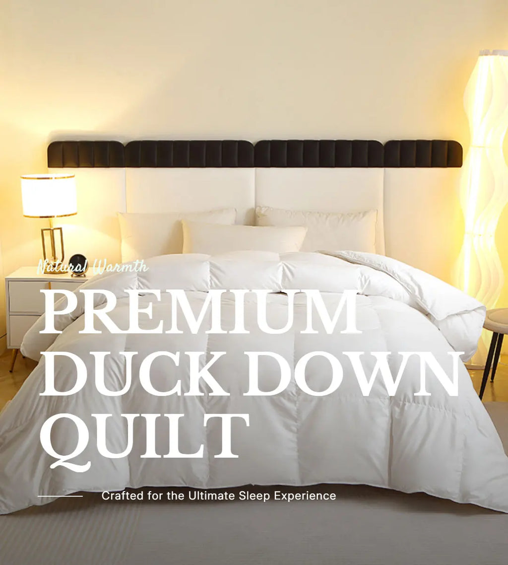 Comforter 1 Piece Duck Feather Quilted Comforter - 100% Duck Feather Full Queen King Twin Size Bedding for Allergy Sufferers