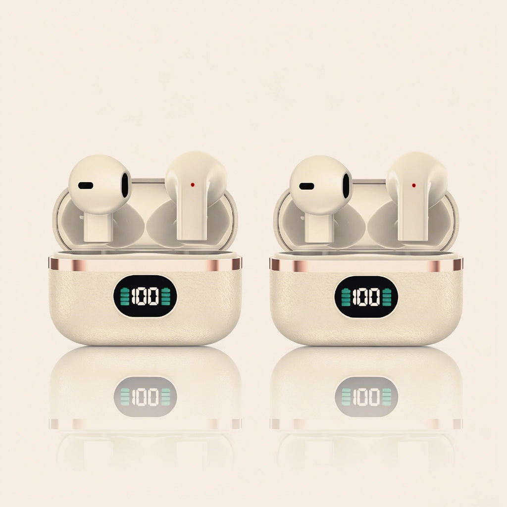 Deep Bass Wireless Earbuds Boasting Sleek Semi-in-ear Design Endurance Battery Display Bluetooth 5.3 Headphones for Active