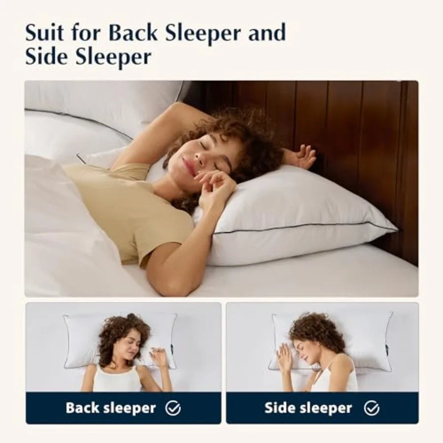 Premium Bed Pillows Goose Feather  Standard Size 2-Pack Hotel Quality Collection Medium Support for Side and Back Sleep
