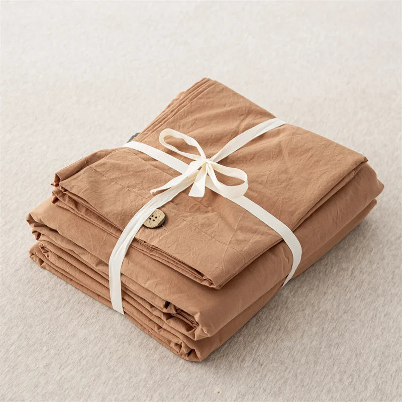 Hight Quality 3pcs  100% cotton bedding set Double Duvet Cover Set 220x240 Solid Twist Cotton King Size Bedding Set Quilt Cover Set