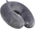U Shape 100% Pure Memory Foam Travel Pillow with Ergonomic Raised Lobe Design for Neck Support, Portable for Plane, Train, Car, Grey