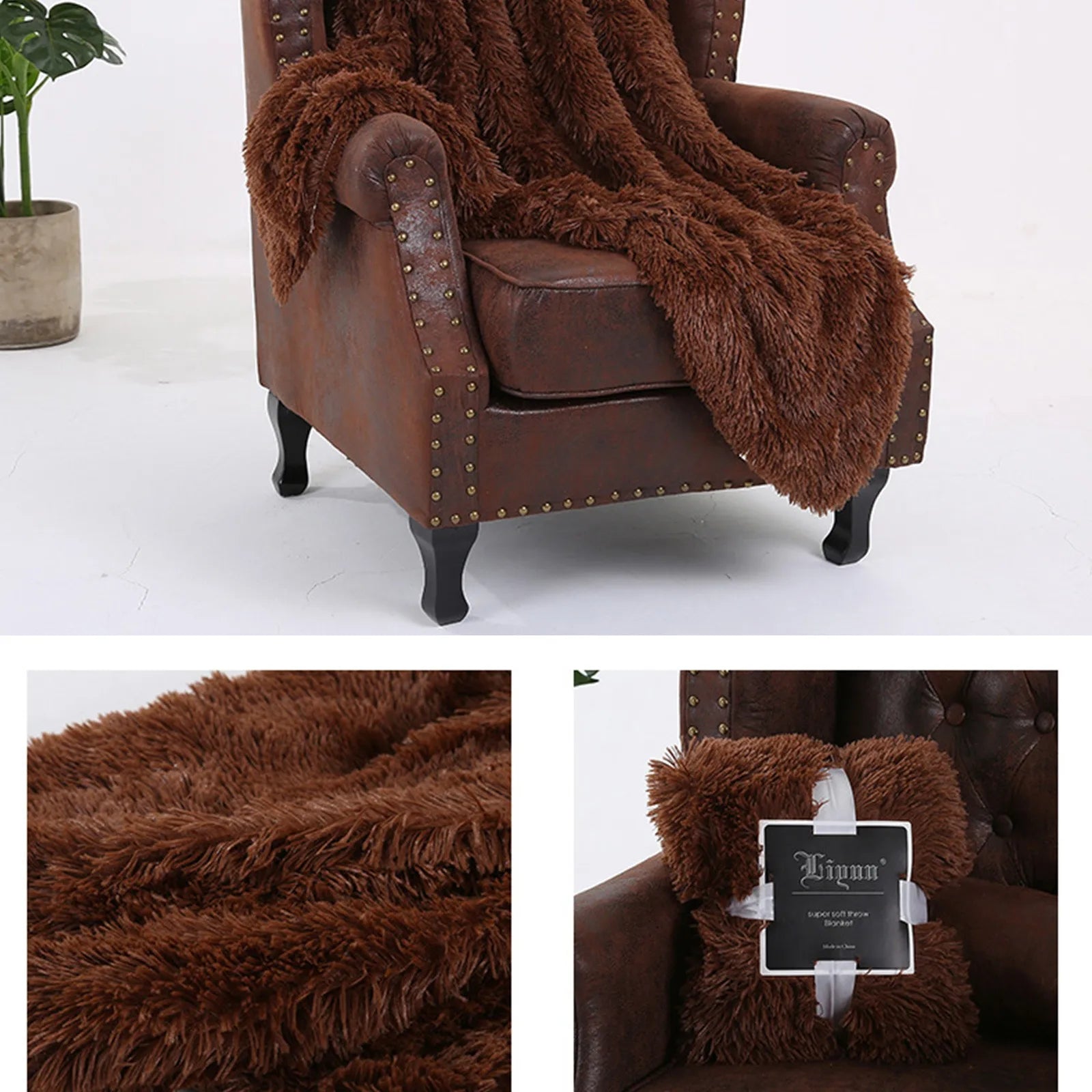 Fuzzy Fur 1PCS Super Soft Faux Elegant Cozy With Fluffy Throw Blanket Bed Sofa Bedspread Long Shaggy Soft Warm Bedding Sheet