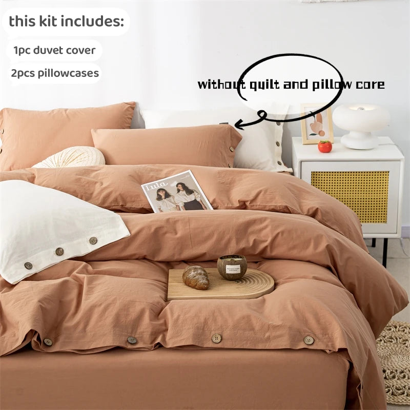 Hight Quality 3pcs  100% cotton bedding set Double Duvet Cover Set 220x240 Solid Twist Cotton King Size Bedding Set Quilt Cover Set