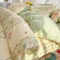 Boys & Girls Cute Rabbit Bedding Set New No Filler Ins Floral Duvet Cover Flat Sheet Pillowcases Twin Queen Size Comforter Cover