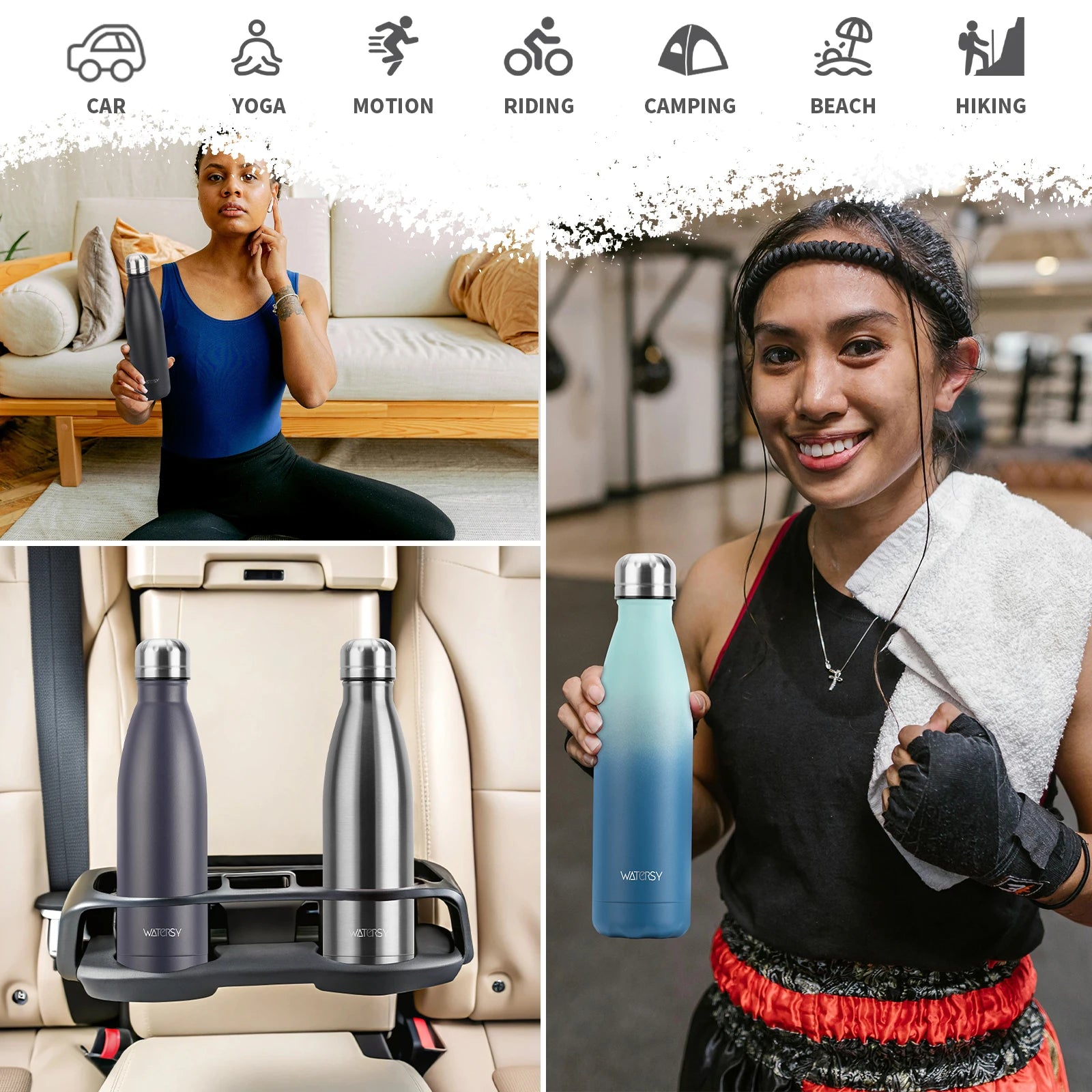 Stainless Steel Water Bottle 500ml Insulated Vacuum Flask Double Wall Thermal Cup Keep Cold Hot Sports Kettle