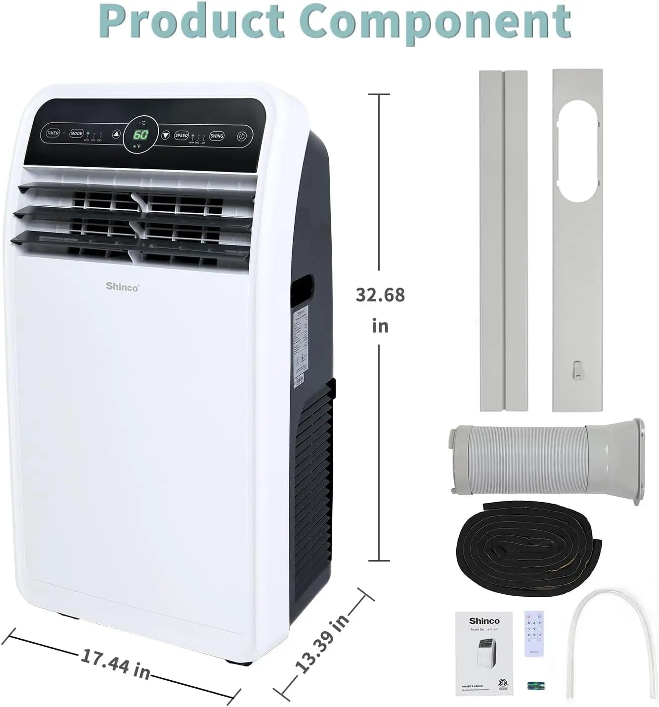 AC Shinco 10,000 BTU Portable Air Conditioner, Portable AC Unit with Built-in Cool, Wi-Fi Enabled for Room up to 400 sq.