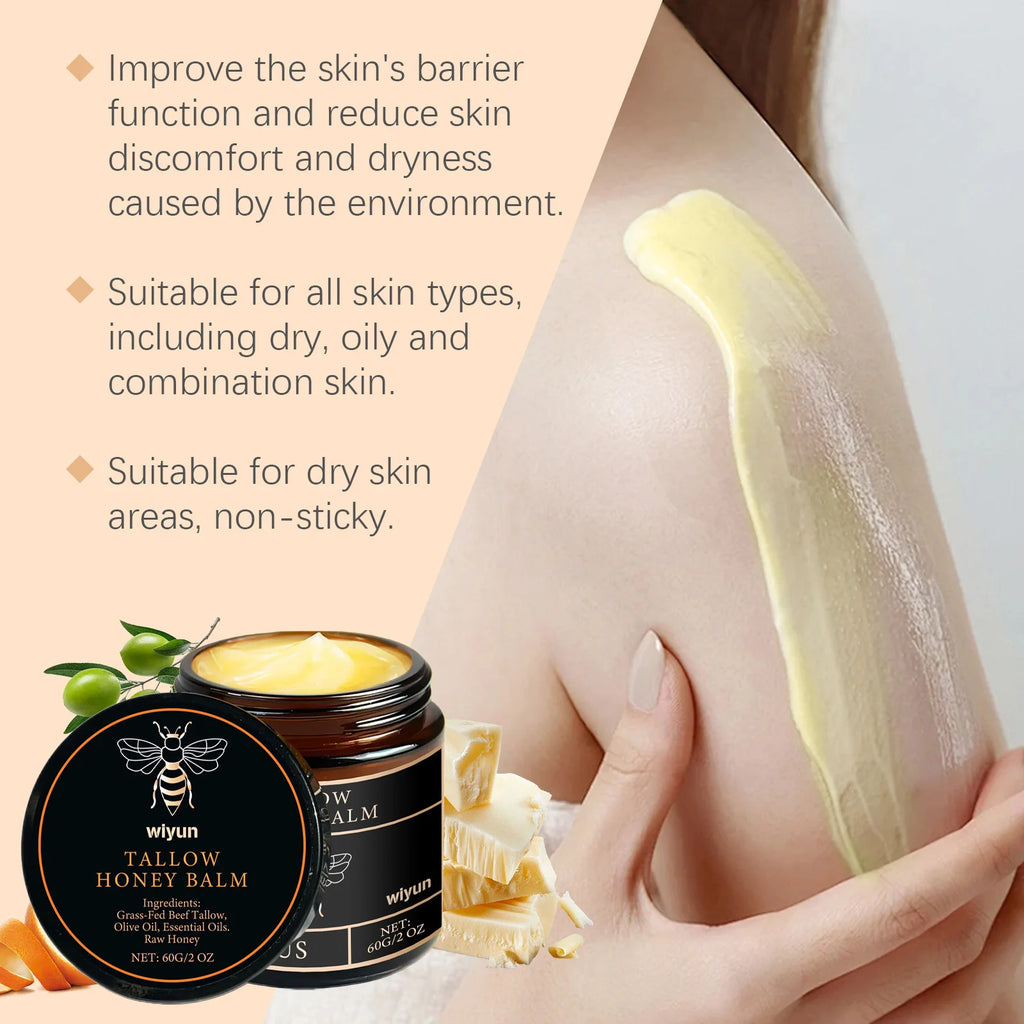 Pure Tallow Honey Balm Glowing Hydrating Skin Enhacne Elasticity Improve Dullness Fade Fine Lines Firming Face Body Moisturize Cream